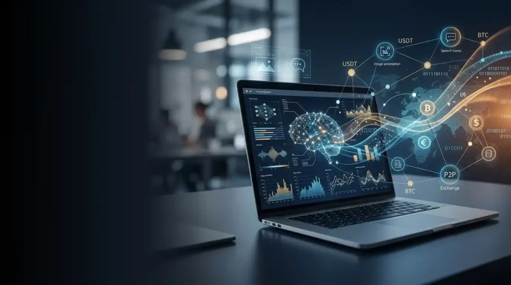 UHRS Jobs: How to Get Started and Make Money Online UHRS jobs guide showing a laptop with online micro-tasks and a remote work setup