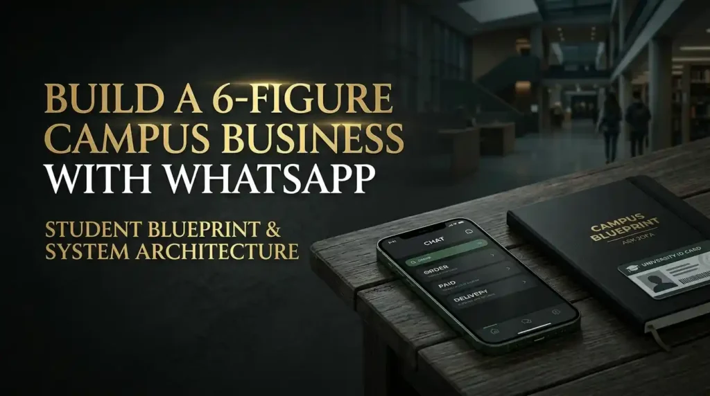 Learn how to turn your WhatsApp into a 6-figure campus business system. Discover the 4-step student brand framework, automation strategies, and setup steps.